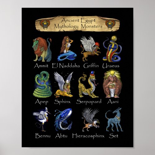 Ancient Egypt Mythology Creatures Poster