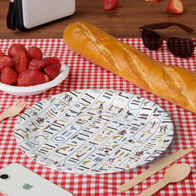 Ancient Egypt Pharaoh Hieroglyphs Paper Plates (Picnic)
