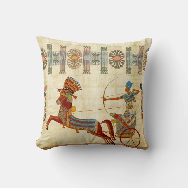 Ancient Egypt Pharaoh Ramesses II Horses papyrus Throw Pillow (Front)
