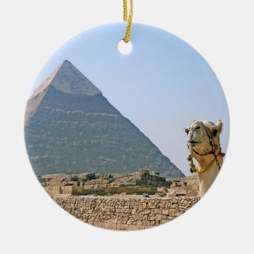 Ancient Egypt Pyramid and Camel Ceramic Ornament