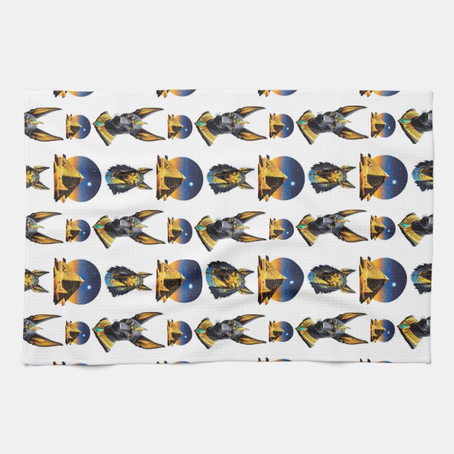 Ancient Egypt Pyramid Anubis Pattern Design  Kitchen Towel (Horizontal)