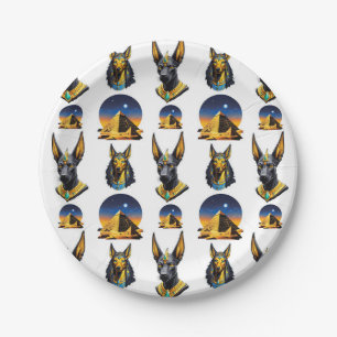 Ancient Egypt Pyramid Anubis Pattern Design Paper Plates