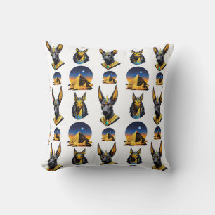 Ancient Egypt Pyramid Anubis Pattern Design Throw Pillow