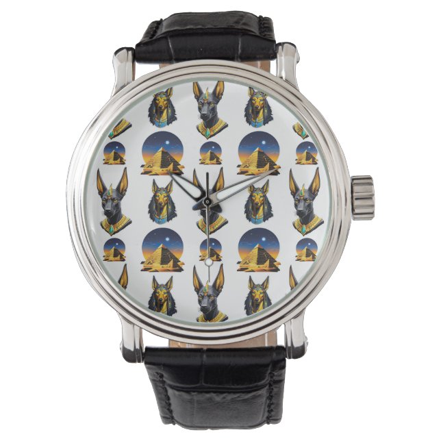 Ancient Egypt Pyramid Anubis Pattern Design  Watch (Front)