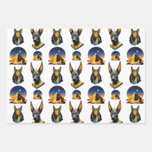 Ancient Egypt Pyramid Anubis Pattern Design  Wrapping Paper Sheets