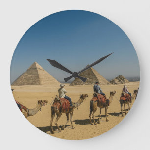 Ancient Egypt pyramids desert Camel Ride Large Clock