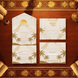 Ancient Egypt Pyramids Of Giza Destination Wedding All In One Invitation