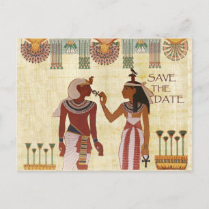 Ancient Egypt save the date postcard African hiero