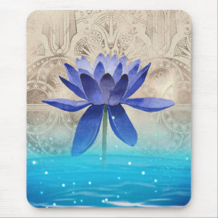 Ancient Egypt Styled Magic Blue Lotus Flower Mouse Pad