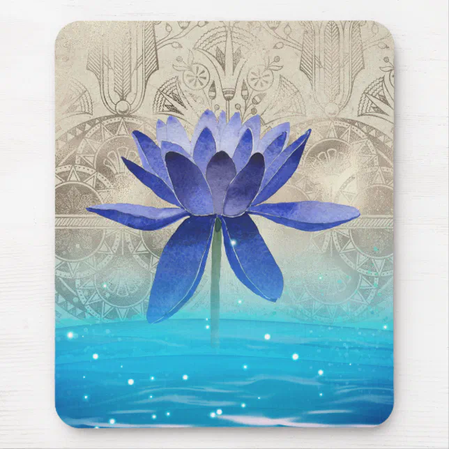 Ancient Egypt Styled Magic Blue Lotus Flower Mouse Pad | Zazzle