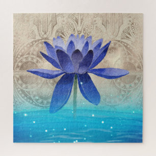 Ancient Egypt Styled Magic Blue Lotus Flower Poste Jigsaw Puzzle