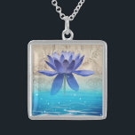 Ancient Egypt Styled Magic Blue Lotus Flower Sterling Silver Necklace<br><div class="desc">This magical necklace design features a deep blue Lotus flower in the Nile river in front of an ancient Egyptian background also depicting lotus flowers.</div>