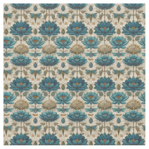 Ancient Egypt Toile de Jouy Green Floral Pattern Fabric