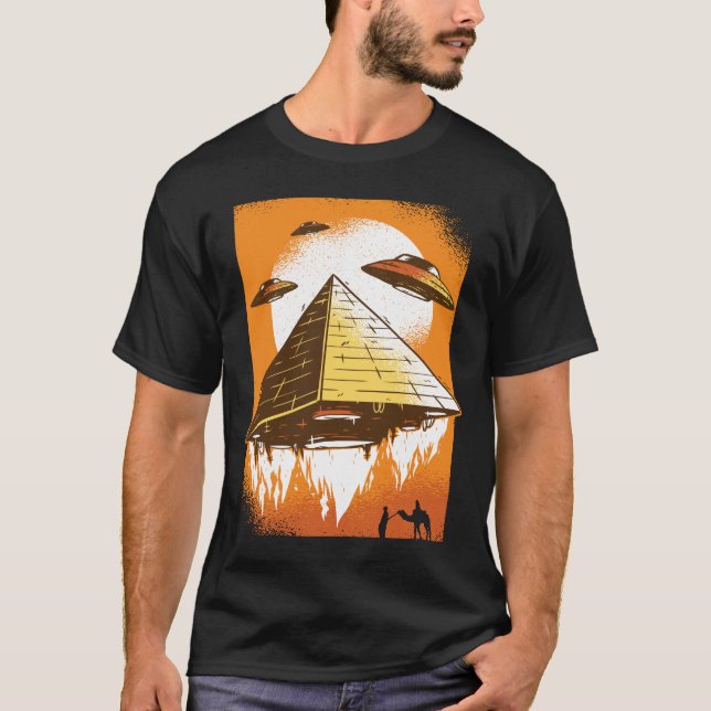 Ancient Egypt UFO Alien Flying T-Shirt (Front)