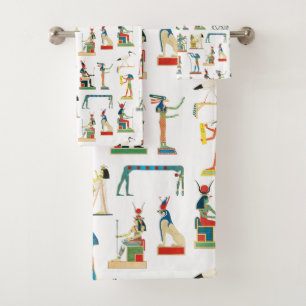 Ancient Egypt Vintage Egyptian Pattern Bath Towel Set