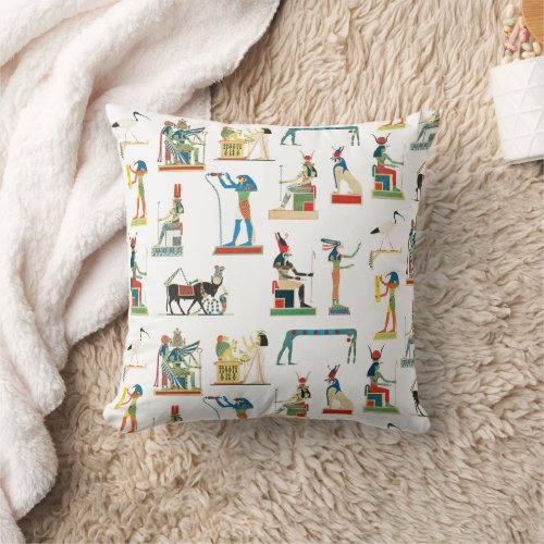 Ancient Egypt Vintage Egyptian Pattern Throw Pillow