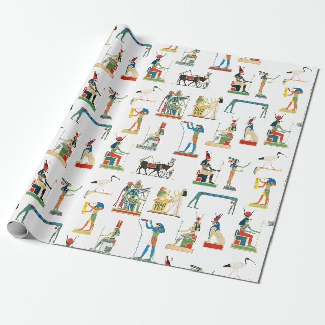 Ancient Egypt Vintage Egyptian Pattern Wrapping Paper (Unrolled)