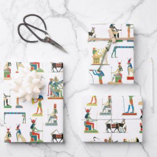 Ancient Egypt Vintage Egyptian Pattern Wrapping Paper Sheets