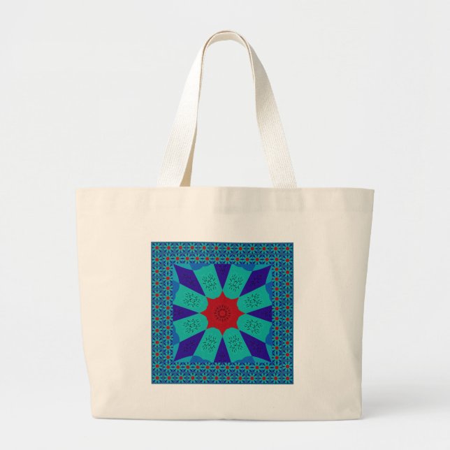 Ancient Egyptian Art: A Vibrant Mandala.  Large Tote Bag (Front)