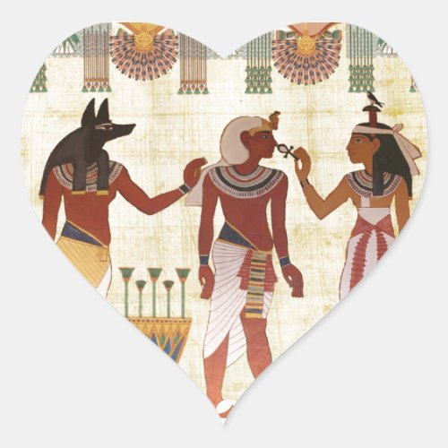 Ancient Egyptian art style heart stickers