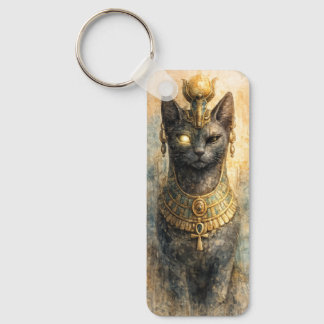 Ancient Egyptian Bastet Cat Goddess Watercolor Art Keychain