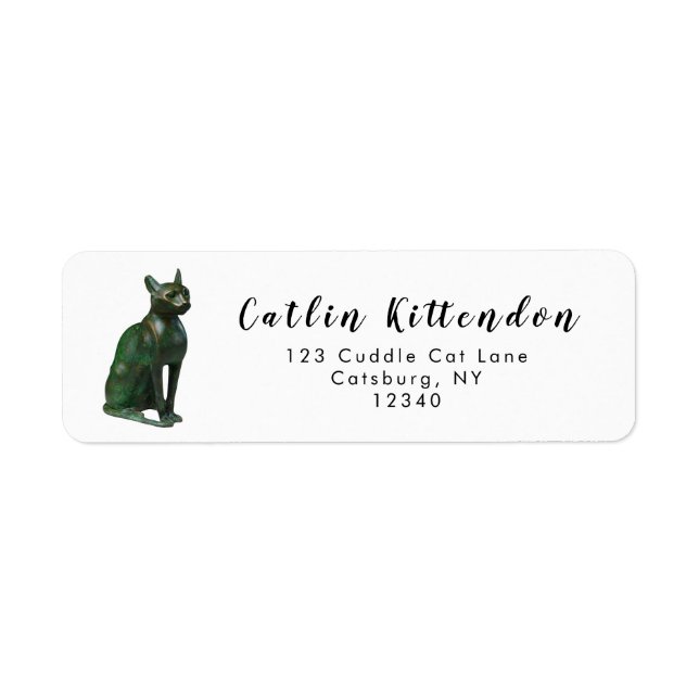 Ancient Egyptian Bronze Cat Fine Art Label (Front)