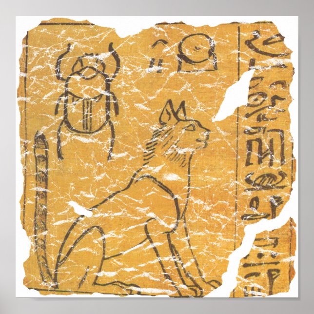 Ancient Egyptian cat and scarab Poster (Front)