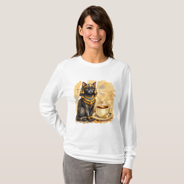 Ancient Egyptian Cat Bastet Mythology Design T-Shirt (Front Full)