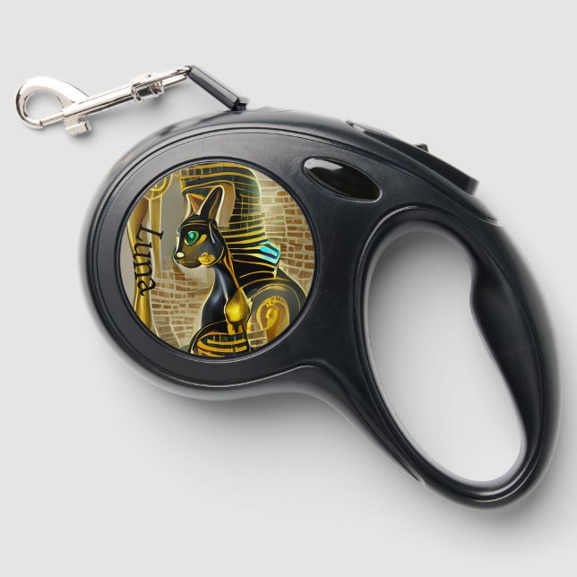 Ancient Egyptian Cat Goddess Bastet AI Art Retractable Pet Leash (Front)