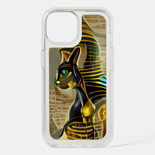 Ancient Egyptian Cat Goddess Bastet AI Art Speck iPhone Case (Front)