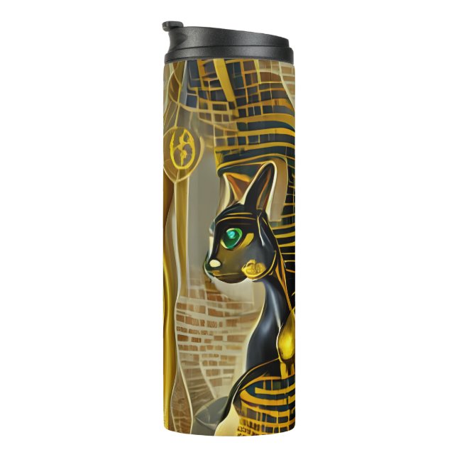 Ancient Egyptian Cat Goddess Bastet AI Art Thermal Tumbler (Rotated Right)