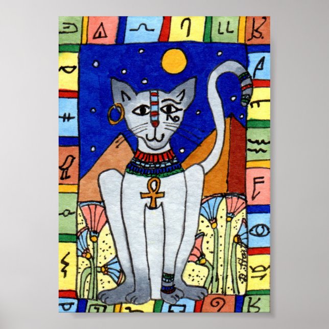 Ancient Egyptian Cat Mini Folk Art Poster (Front)