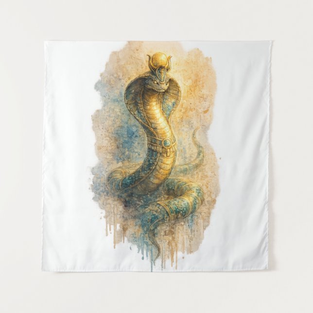 Ancient Egyptian Cobra Golden Uraeus Mythology Tapestry (Front)