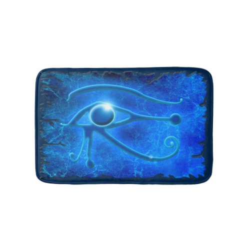 Ancient Egyptian Eye of Horus on Faux Blue Stone Bathroom Mat