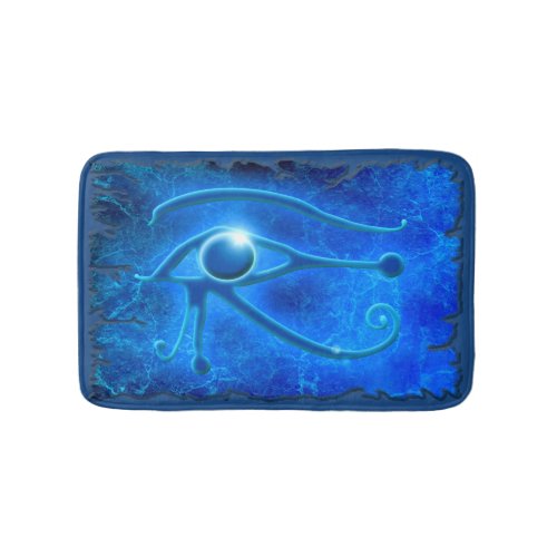 Ancient Egyptian Eye of Horus on Faux Blue Stone Bathroom Mat