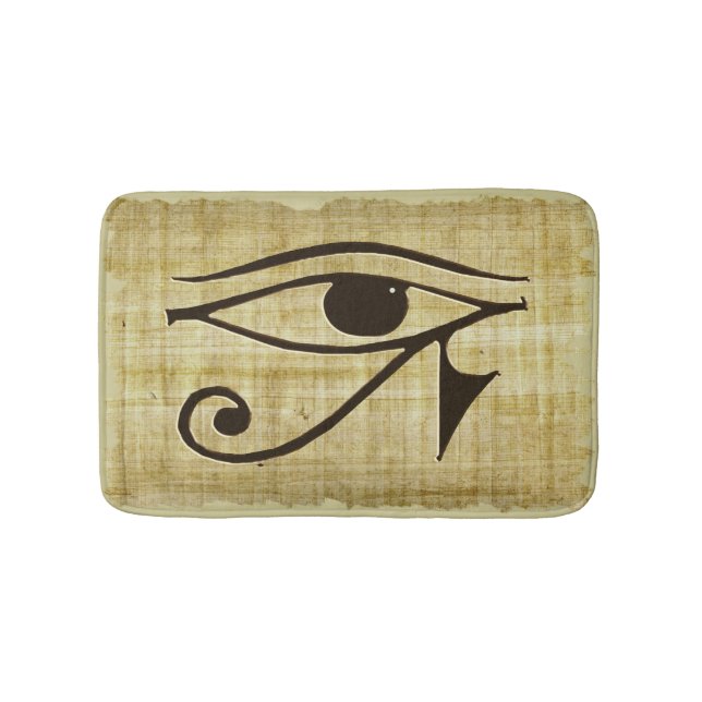 Ancient Egyptian Eye of Horus on Faux Papyrus Bathroom Mat (Front)