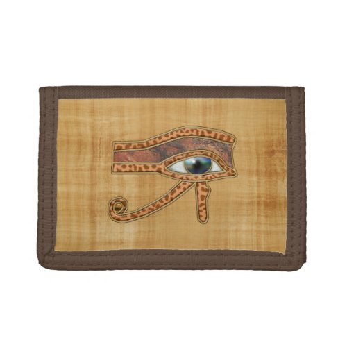 Ancient Egyptian Eye of Horus on Faux Papyrus Tri_fold Wallet