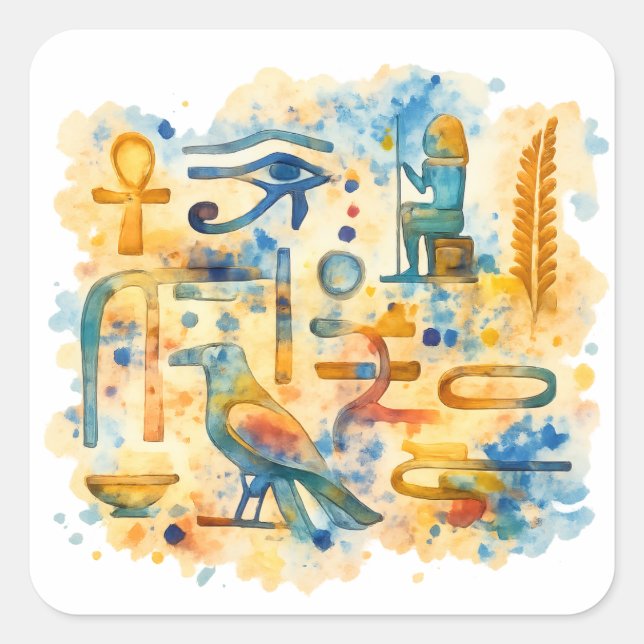 Ancient Egyptian Eye of Horus & Pharaoh symbols Square Sticker (Front)