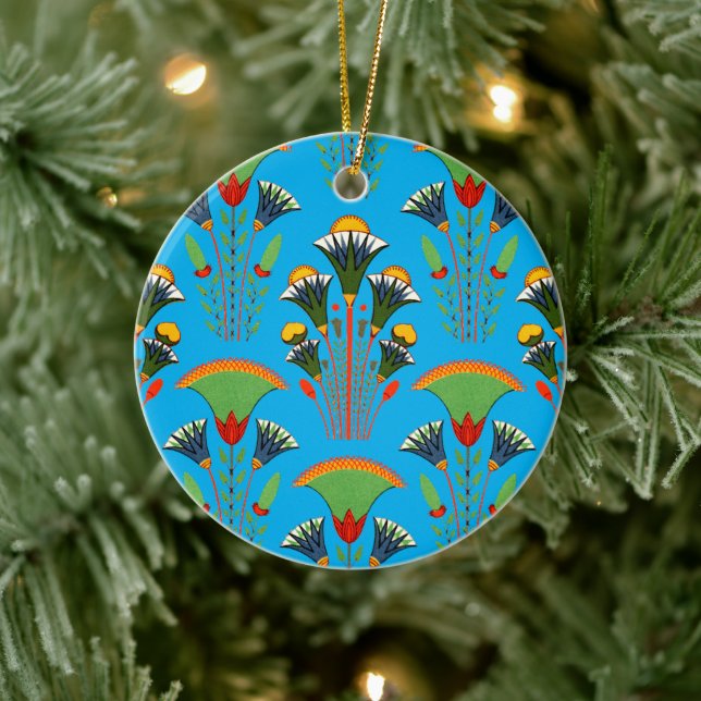Ancient Egyptian Flower Design Papyrus and Lotus Ceramic Ornament (Tree)