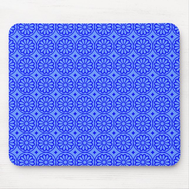 Ancient Egyptian Flowers - Baby Blue with Blue Mouse Pad (Front)