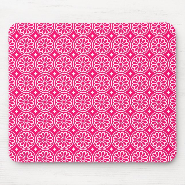 Ancient Egyptian Flowers - Neon Red Mouse Pad (Front)