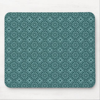 Ancient Egyptian Flowers - Ocean Green with Forest Mouse Pad