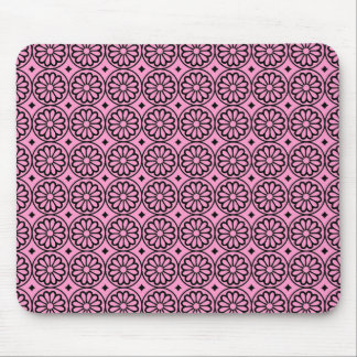 Ancient Egyptian Flowers - Pink on Black Mouse Pad