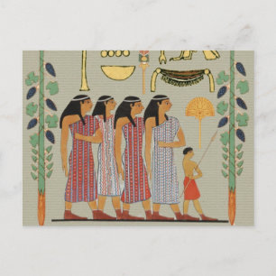 ancient egyptian giant decorated colorful painting postcard