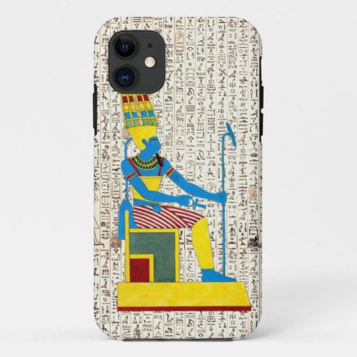 Ancient Egyptian God Osiris Hieroglyphics Design iPhone 11 Case