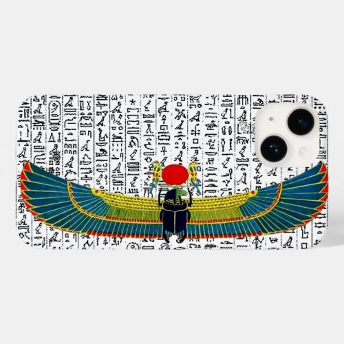 Ancient Egyptian God Scarab Hieroglyphics Design Case_Mate iPhone 14 Case