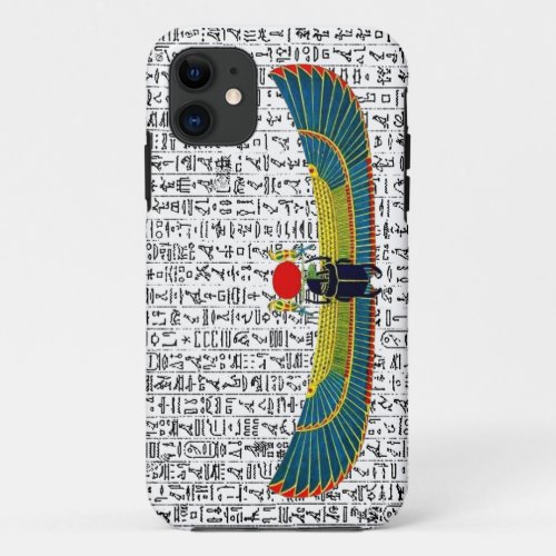 Ancient Egyptian God Scarab Hieroglyphics Design iPhone 11 Case