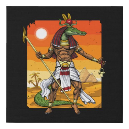 Ancient Egyptian God Sobek Faux Canvas Print