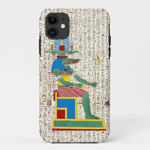 Ancient Egyptian God Sobek Hieroglyphics Design iPhone 11 Case