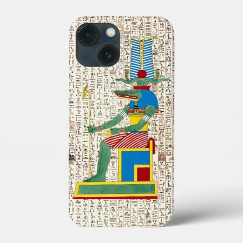 Ancient Egyptian God Sobek Hieroglyphics Design iPhone 13 Mini Case